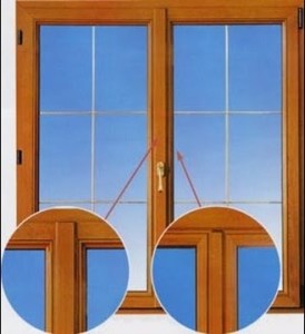 двустворчатых окнах стык между двумя створками прикрывается