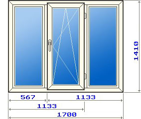 Трехстворчатое окно в домах 121 серии