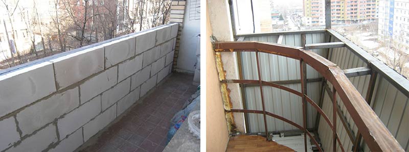 Кирпичый и металлический парапет