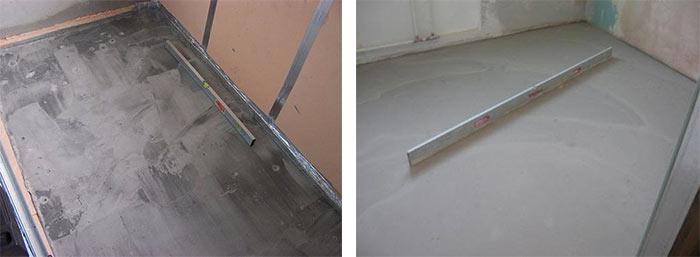 Чистка бетонного основания перед укладкой лаг