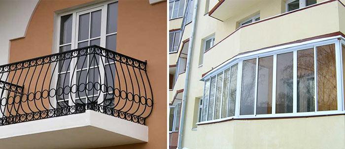 Открытый и закрытый балкон